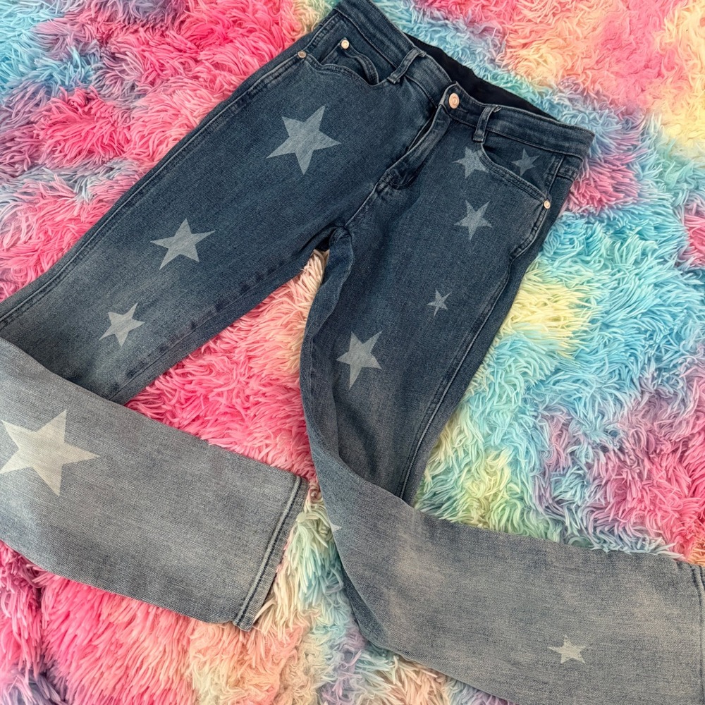 Stella McCartney Star Print Jeans Womens 27 Blue Straight Leg Italy
